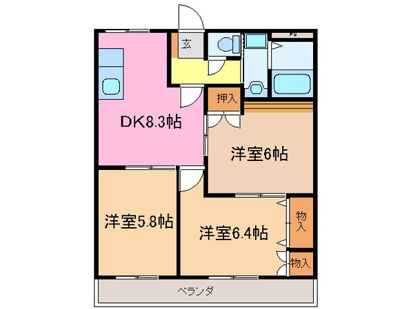 伊勢中川駅 徒歩9分 2階の物件間取画像